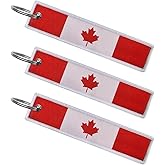 FHZJKJX 3 Pack Canada Flag Canadian Flag Keychain Tag with Key Ring - Keys, Cars, Motorcycles, Backpacks, Luggage and Gifts - EDC