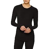 Cuddl Duds ClimateRight Women's Stretch Fleece Warm Underwear Long Sleeve Top (L - Black)