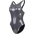 LEOHEX Crystal Diamond Starlight Enamel Gloss Shiny Wetlook Racing Swimsuit Slim Bodysuit Monokini