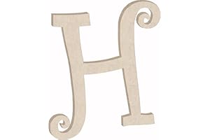 NEXTCRAFT Wooden Letter 4'' Small MDF Curlz Font, Unfinished H Wood Alphabet Letter Girl Craft Cutout, Nursery Decor Initial Shape