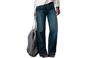 Flamingals Straight Leg Jeans for Women Ripped Raw Hem Mid Waisted Bootcut Jeans Without Belts