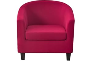 CRFATOP 2 Piece Club Chair Slipcover Stretch Barrel Chair Covers Solid Tub Chair Slipcovers Soft Armchair Covers Removable Furniture Protector Arm Chair Cover for Living Room,40