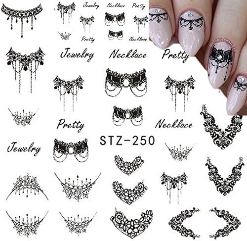 1 Sheets DIY Black Necklace Jewelry Design Fashion Water Transfer Sticker Nail Art Decals Manicure Styling Tools STZ249-251 STZ250