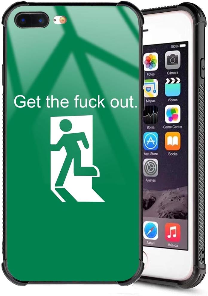 iPhone 8 Plus Case,iPhone 7 Plus Case Funny Design Tempered Glass Cover Case Shock Absorption Anti-Slip Bumper Case for Apple iPhone 7 Plus/iPhone 8 Plus - Get The Fuck Out