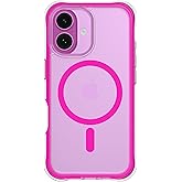 ORNARTO Air Case for iPhone 16 Clear, Compatible with MagSafe, Military-Grade Drop Protection Cover with Built-in Air-Hot Pink