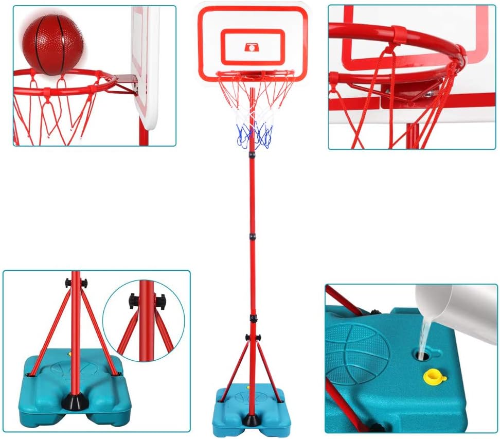 E EAKSON Kids Basketball Hoop Stand Adjustable Height 2.9 ft -6.2 ft Indoor Basketball Hoop Outdoor Toys Outside Backyard Games Mini Hoop Basketball Goal Gifts for Boys Girls Toddlers Age 3 4 5 6 7 8: Toys & Games