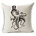 Monond HomeChoice Cotton Linen Sea Cretures Octopus in Black and White Durable Home Square Decorative Throw Pillow Cover Accent Cushion Cover Pillow Shell Bed Pillow Case 18 by 18 Inches (18