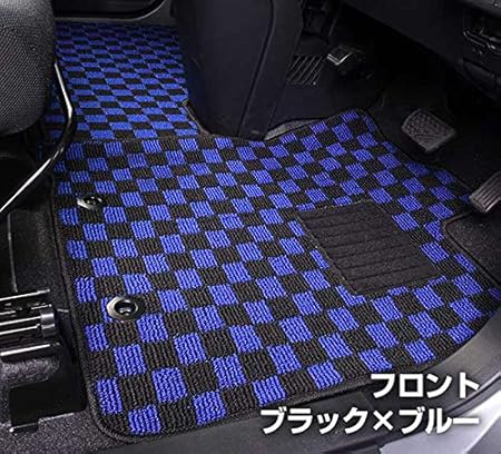 Amazon トヨタ タンク ルーミー M900 M910 ダイハツ トール スバル ジャスティフロアマット3枚セット一台分 内装パーツ ブルーチェック フロアマット 車 バイク