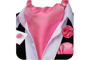 Ailisus Cravat Tie and Lapel Pin Set Mens Solid Color Paisley Ascot Silk Handkerchief Cufflinks Wedding