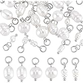 PH PandaHall Natural Pearl Pendant Charms, Pearl Bead Pendant with Loop Creamy Freshwater Pearls for DIY Jewellery Making