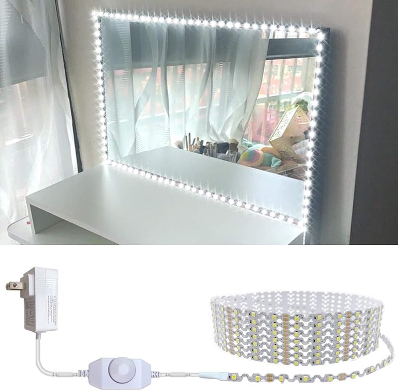 Hont 13ft Led Vanity Lights Kit Bendable 4M Dimmer Power Supply Adhesive Backing