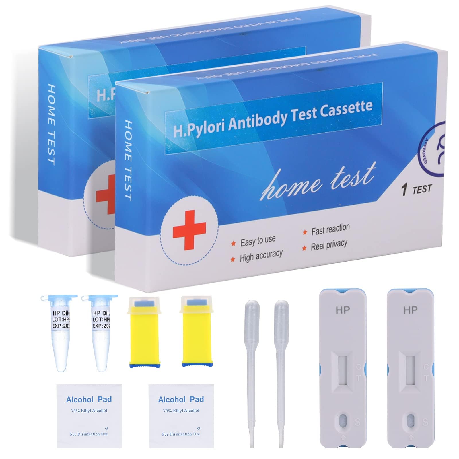 Photo 1 of H. Pylori?Helicobacter Pylori Detection 2 Test kit, 10-15 Minutes of Quick Home Testing, The Result is Highly Accurate, Easy to use and Read