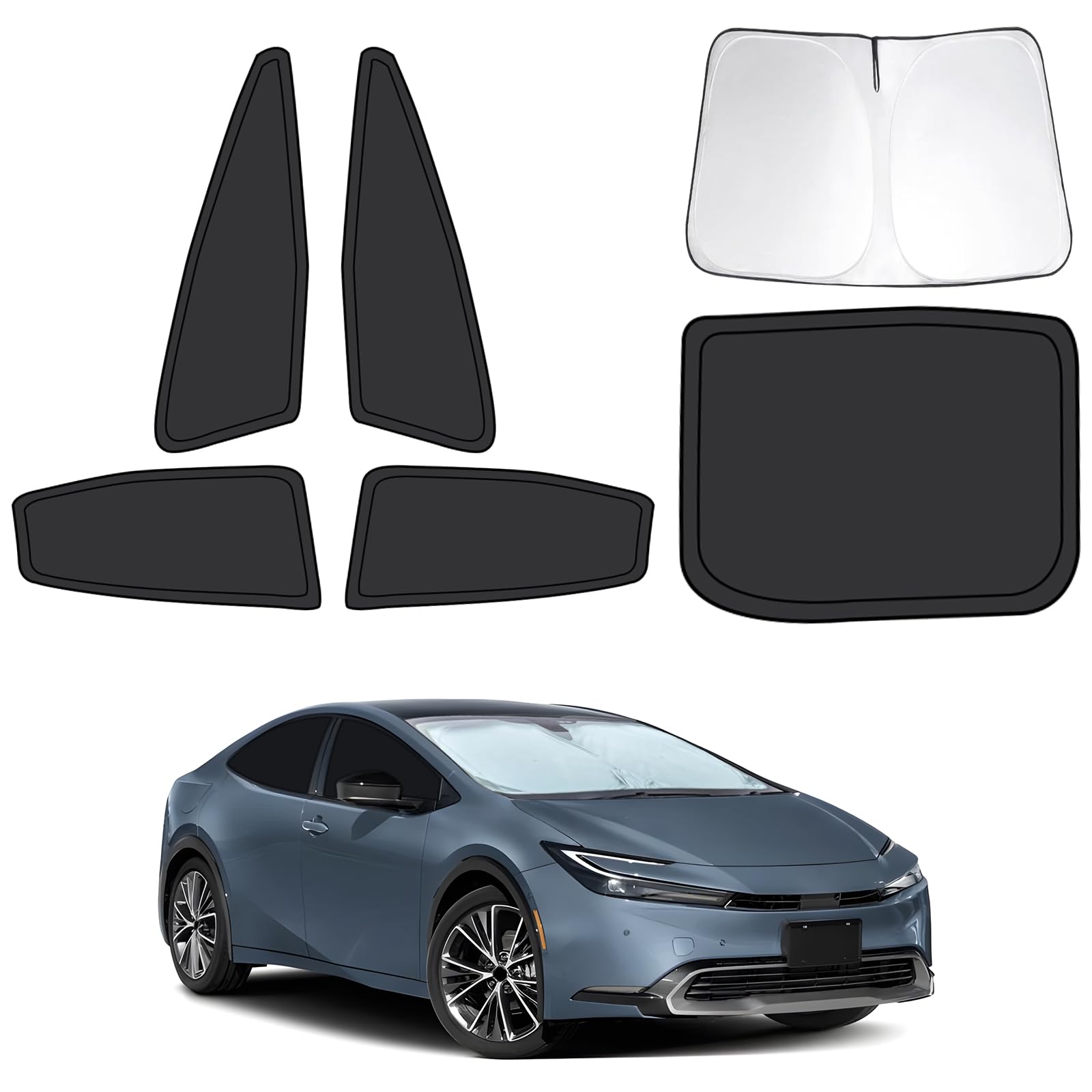 Photo 1 of 6pcs Car Window Shades for Toyota Prius 2023 2024 2025, Full Car Window Covers for Privacy, Sunshades for Prius Front Rear Windshield Side Windows to Block UV and Protect Privacy