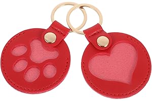 QUMIIRITY 2pcs Pet Memorial Keychain PU Leather Keepsake Pendant for Dog and Cat Hair Storage Heart and Paw