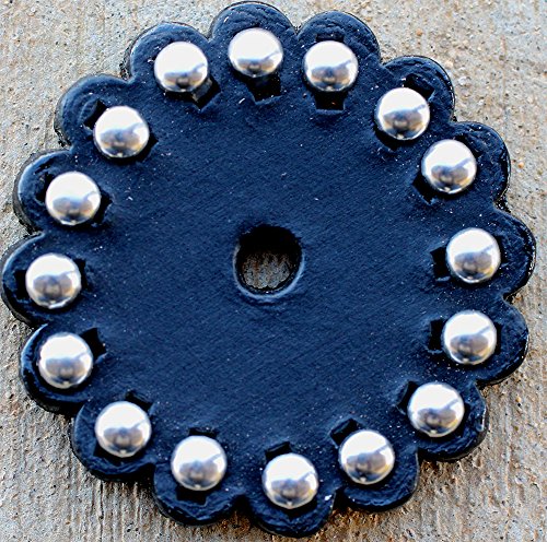 Set of 2 Conchos Leather Rosette Horse Saddle Bridle Tack Black 40204