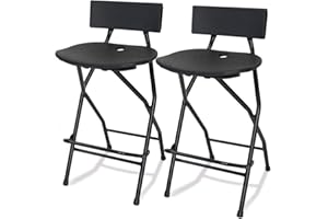 EventStable TitanPRO Folding Bar Stool with Backrest - Black Metal Frame Stool with Back Support - Durable and Sturdy Folding Stool for Outdoor Kitchen Shop Cafe - 2 Pack