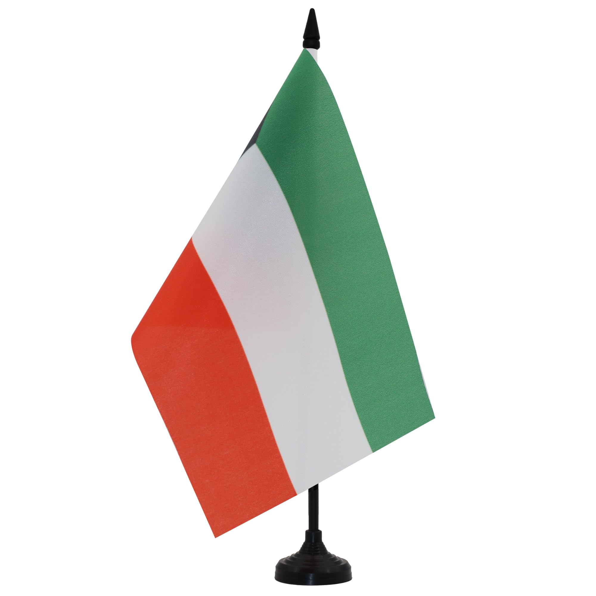 AZ FLAG Kuwait Table Flag 5'' x 8'' - Kuwaiti Office Decoration 100% Polyester 21 x 14 cm - Mini Desk Flag with Pole and Black Plastic Base