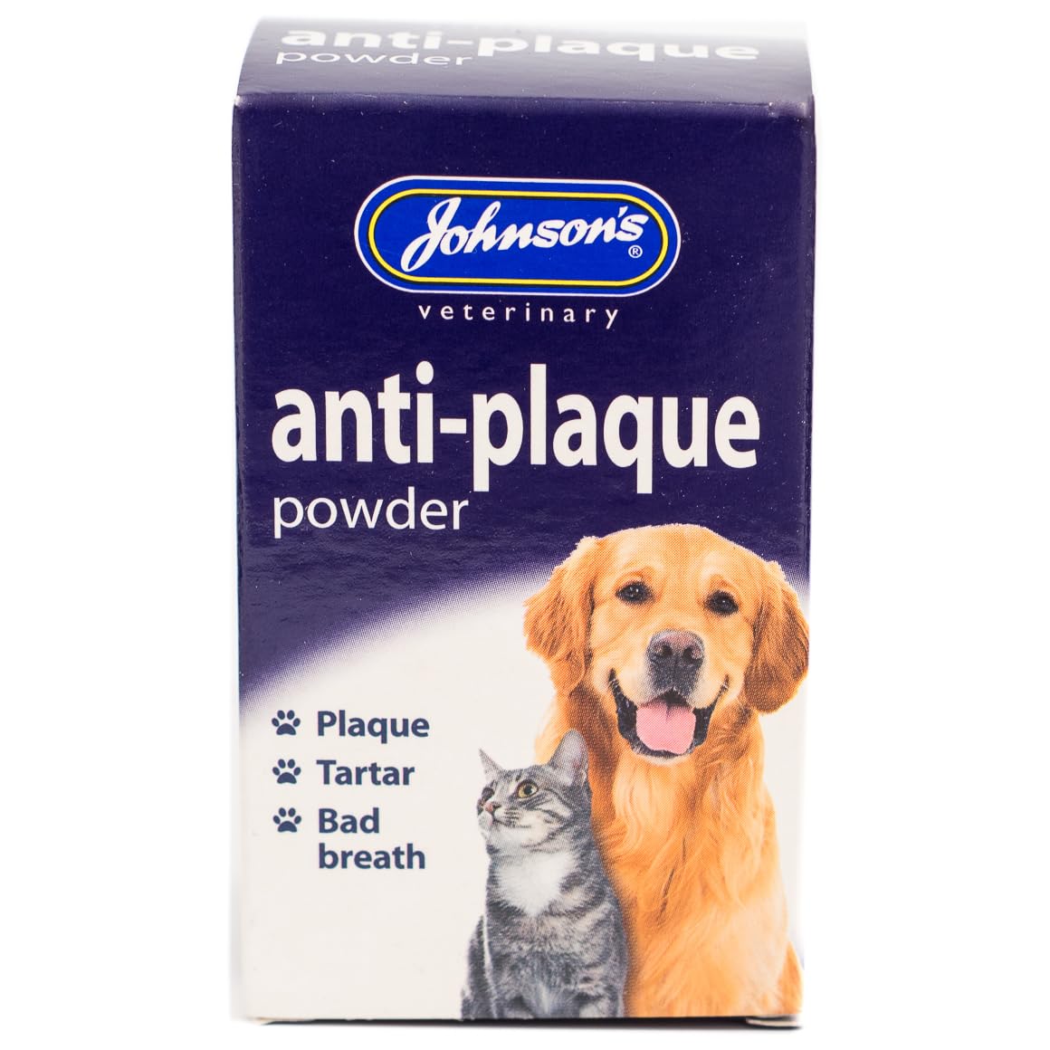 Johnson's Anti Plaque Off Powder for Dogs & Cats: Dog Plaque Remover, Cat Dental Care, Dog Teeth Cleaning, Cat & Dog Breath Treatment (70g)