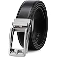 Founders & C Men's Leather Ratchet Comfort Click Belt Dress with Slide Buckle -Adjustable Trim to Fit