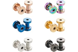 B BodyPJ Sparkles 6Pairs-Mix Color Piercing Tunnels Screw Hollow Expanders Gauge Ear Plugs More Size