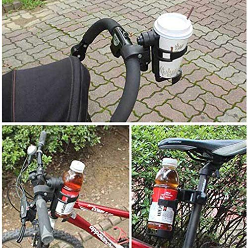Transser Universal Fit Stroller Cup Holder - 360 Degree Rotation Anti-Slip Adjustable Clamp Drink Bottle Coffee Mug Stabilizer for Pram Pushchair Bike Bicycle Rollator Handlebars (Black) - Thumbnail 3