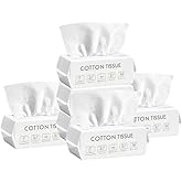 Disposable Face Towel, 100% Plant Cotton Fiber Biodegradable, Dry/Wet Use Facial Clean Washcloth Tissue Makeup Remover Cloth Pads Wipes for Sensitive Skin Cleaning,Travel (420 ct, 6 pack)