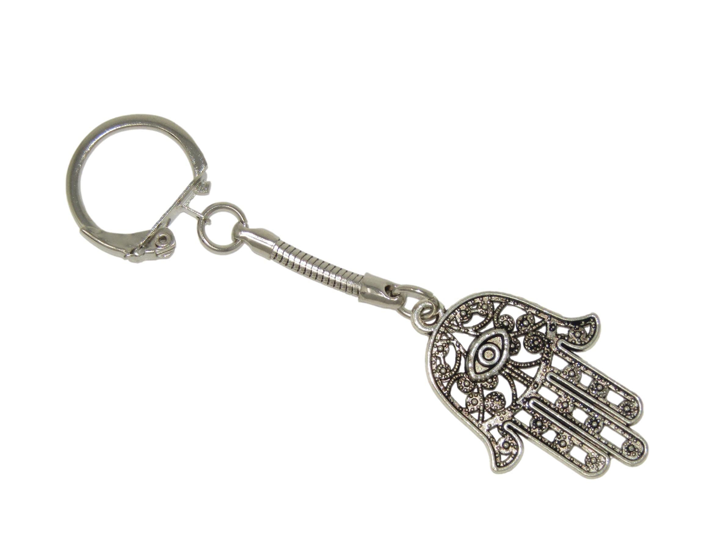 Jeannieparnell 297 - Hamsa Hand, Hand of Fatima Charm Keyring - Protection & Good Luck- Handmade