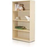 Furinno PASIR Book Shelf, 4-Tier Bookshelf, Bookcase with Open Shelf, 9.4 x 23.6 x 41.7, for Living Room, Bedroom, Home Office, Steam Beech
