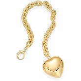HESSAWELL Gold Heart Bracelet for Women, Chunky Chain Bracelet Valentine's Day Gifts