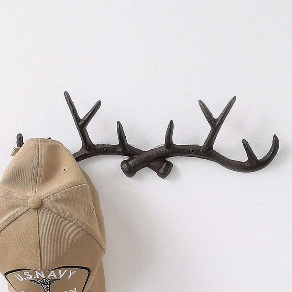 Vintage Antlers Wall Hooks,Deer Antler Sculpture Rustic Coat Rack Key