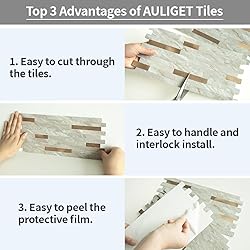 AULIGET 2 Sheets Faux Stone Peel and Stick