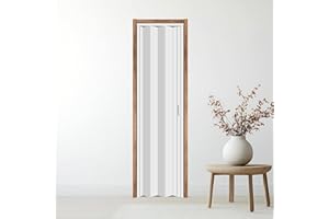 CCBOYSHARDWARE 24X80in PVC Accordion Door Interior,Sliding Folding Doors with Lock,Divider Door with Simple Installation and Hardware,White