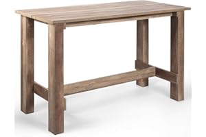 Giantex Counter Height Dining Table for 4-6, 55”L x25.5”W x35.5”H Large Rectangular Kitchen Table, Multifunctional Farmhouse Table for Dining Room, Kitchen, Bar, Pub, Bistro, Rustic Brown