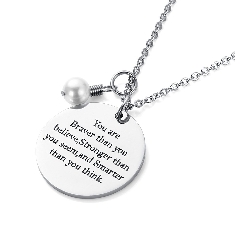 Gagafeel Women Girls Stainless Steel Disc Necklace She Believed She Could So She Did Christmas Gift (Style 1-Big)