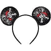 RCJERA Pirate Themed Mouse Ears Headband with for Men, Women, Parties Halloween Cosplay Pirate Night and Cruise
