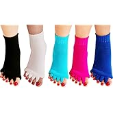 Nachvorn Yoga Sports GYM Five Toe Separator Socks Alignment Pain Health Massage Socks, Prevent Foot Cramps, One Pair