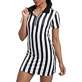Women's Referee Shirt Dress Official Ref Umpire Jersey for Basketball Football Hockey Halloween Costume & Waitresses