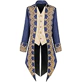OFOKEDA Men's Medieval Steampunk Jacket Victorian Literature Retro Gothic Tuxedo Halloween Costume