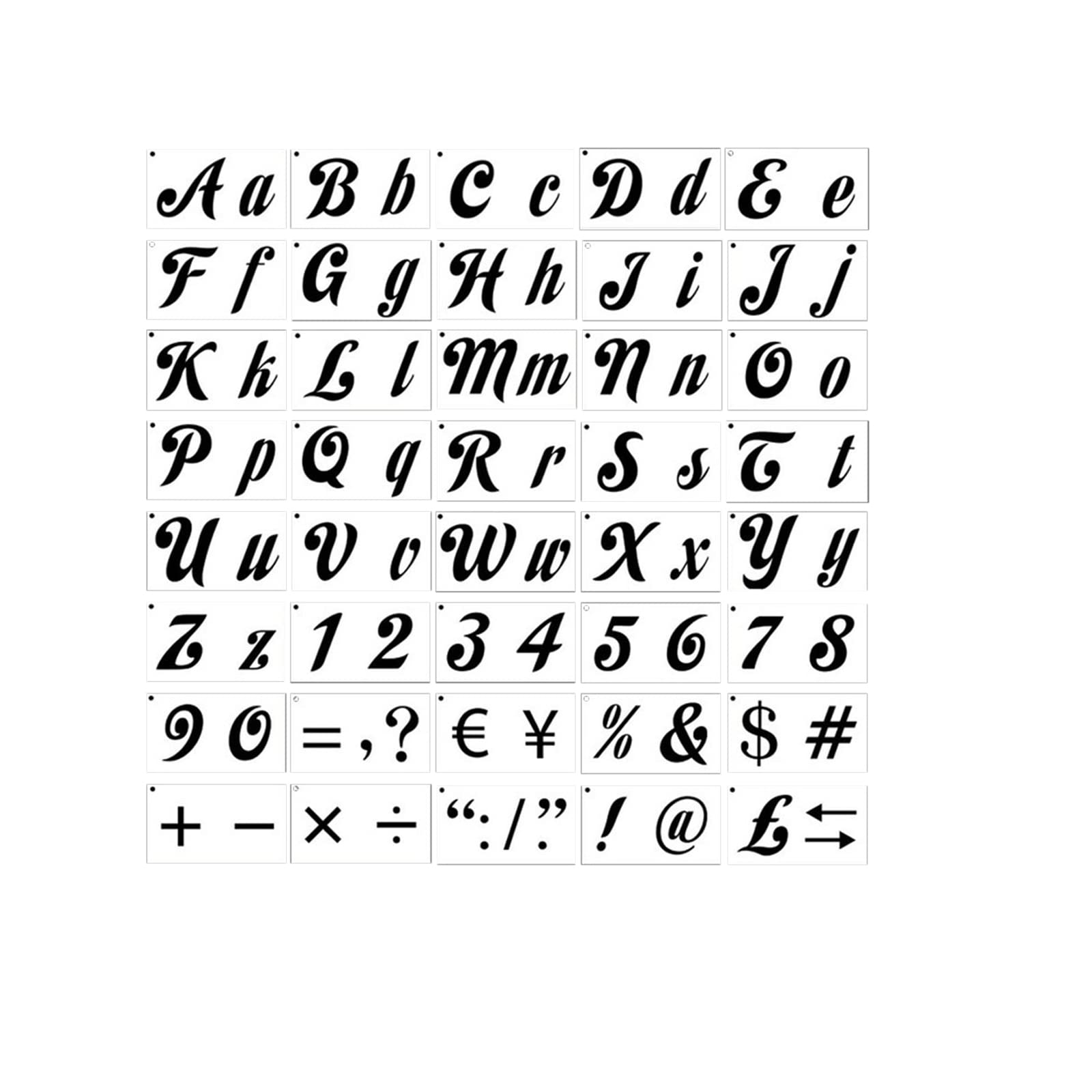 Letter Stencils Art Numbers and Signs Reusable Alphabet Number Templates DIY Scrapbooking Drawing (Pack of 40)
