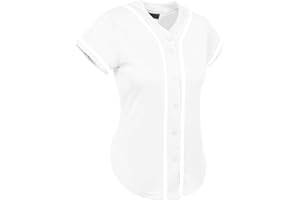 Hat and Beyond Womens Baseball Jersey Button Down Tee Short Sleeve Softball Active Shirts Made in USA