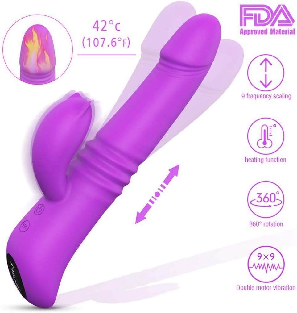 9 Modes 100% Waterproof Silicone Ví-bräting Heating Toys M-āstûrbátiǒn Érótíc USB Rechargeable Toys Rabbit Ví-brätórs for Women Female Couples TSVE037