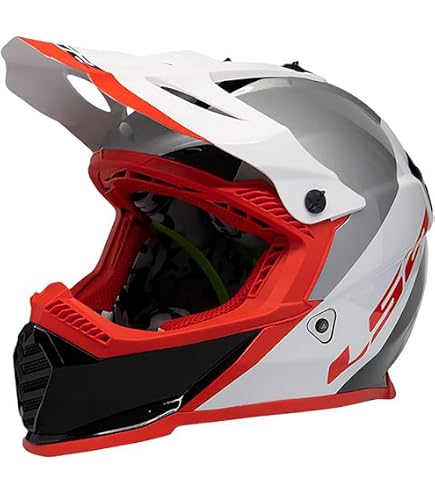 helmet scrambler ls2 Helmets Gate Youth Full Face (Gloss Battle Scar Red/White/Blue 3 Shells ad AGV Pista Gp Rr Colour:Blue and Carbon