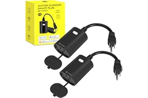 Minoston Matter Outdoor Smart Plug, WiFi Heavy Duty Plug-in Outlet IP65 Waterproof, Compatible with Alexa, Apple Home, SmartThings, Google Home, Smart Life, 2.4Ghz Wi-Fi, 2 Pack (MP22M)