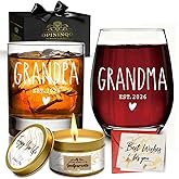 Opininqo Promoted To Grandparents 2026 Wine Set - First Time Grandparents Gift - Mothers Day, Fathers Day Gift for Grandma Grandpa, Baby Pregnancy Announcement for New Grandma Grandpa