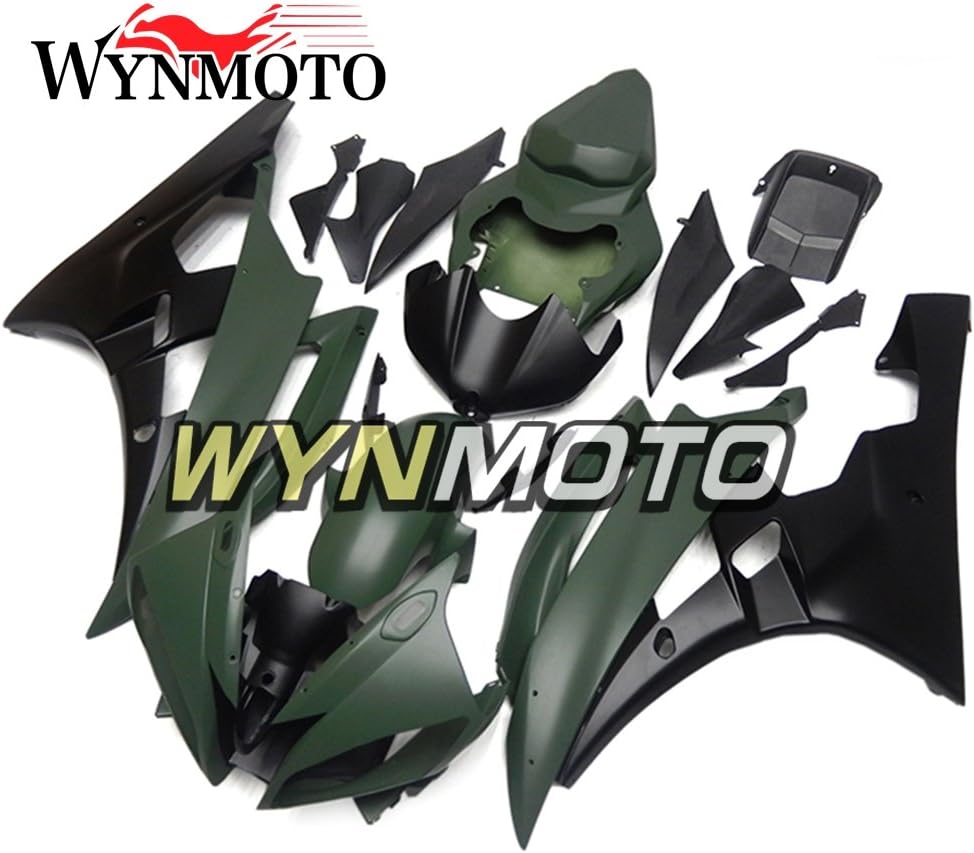 WYNMOTO Matte Army Green Complete Motorcycle Fairings For Yamaha R6 YZF-R6 2006 2007 ABS Injection Body Kit