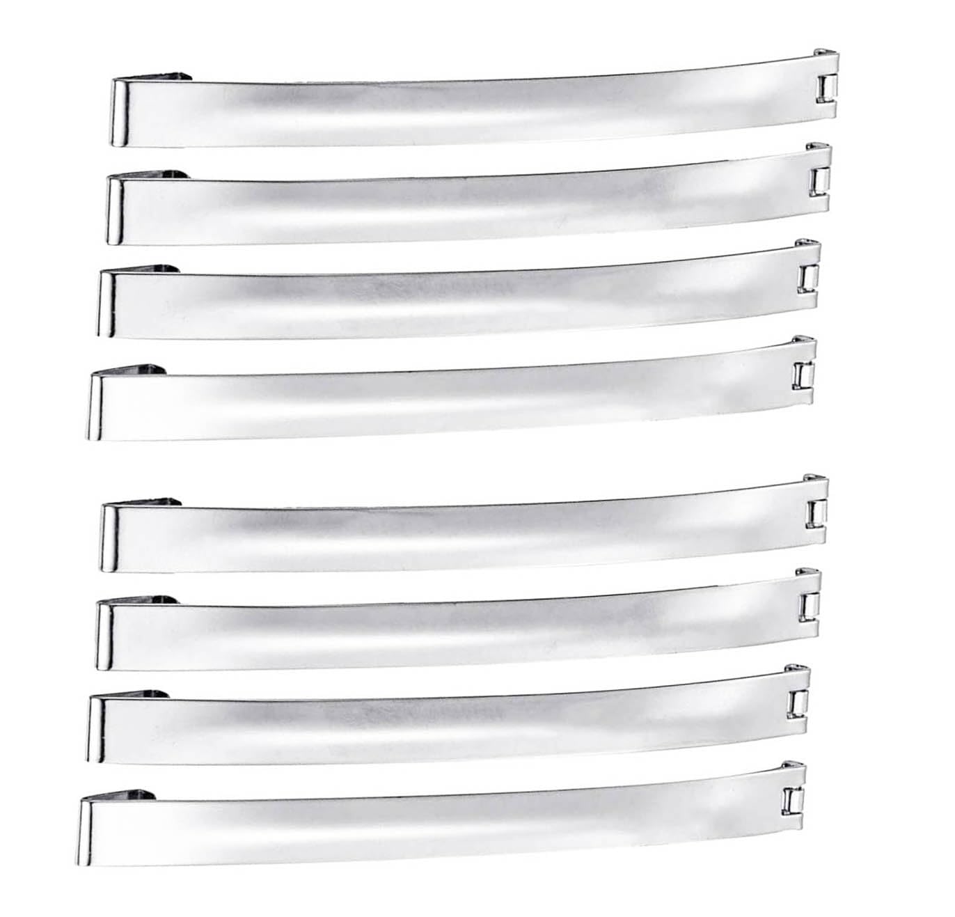 Mytoptrendz® 8pcs Slim Long Hair Sildes Barrettes French Style Single Bar Clip In Thin Domed Sprung Hair Clips Grips Classic Women Girls Hair Accessory (Silver, 9cm)