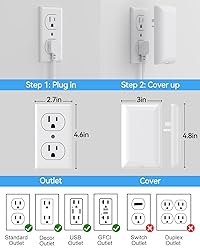 Flat Extension Cord with Outlet Cover & Cable