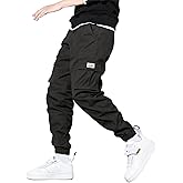HOTake Men's Casual Cargo Pants Elastic Waist Drawstring Tapered Pants for Men Joggers Hiking Pants with Multi Pockets