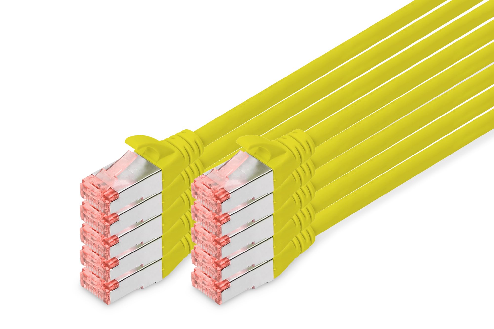 Digitus LAN Cable Cat 6-0.5m - 10 Pack - RJ45 Network Cable - S/FTP Shielded - 1 Gbps - Compatible with Cat6A and Cat7 - Yellow