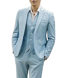 MOGU Mens Slim Fit 3 Piece Suit Blazer Jacket Pants